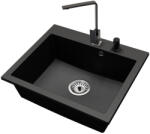 NERO Gránit Mosogató NERO Piazza-60 + Design Csaptelep + Adagoló Fekete