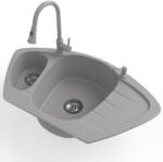 NERO Gránit Mosogató Nero Compact + Kihúzható Zuhanyfejes Snake Csaptelep + Adagoló Szürke