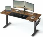 SONGMICS Állítható magasságú íróasztal, 70 x 160 x (72-120) cm, vintage barna-fekete (LSD026KD01) - pepita