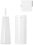 Brabantia WC-kefe tartóval és tartozékokkal, 3 darabos, higiénikus, elegáns, rozsdamentes acél anyagból, fehér
