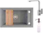 NERO Panama P686-427S Gránit Mosogató + Design Csap + Adagoló + Deszka + Szifon Szürke