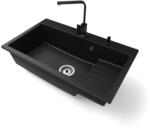 NERO Gránit Mosogatótálca NERO Boss + Design Csaptelep + Adagoló Matt Fekete