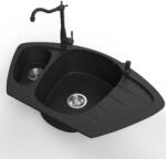 NERO Gránit Mosogató Nero Compact + Vintage Csaptelep + Adagoló Fekete