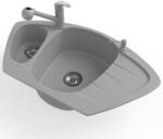 NERO Gránit Mosogató Nero Compact + Kihúzható Zuhanyfejes Shower Csaptelep + Adagoló Szürke