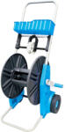 AQUACRAFT Kerti tömlőkocsi, Aquacraft 990051 Prémium, ezüst/kék, maximum 60 m 1/2" kerti tömlőhöz, acél és műanyag, kézi hajtókar, kerekes, szerszámtároló kosárral, tömlő nélkül (TC256624)