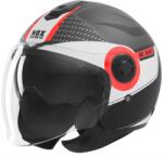 NOX Cască de motocicletă deschisă NOX N182 Round negru mat-roșu (AIM140-2808)