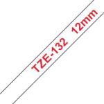Brother TZE-132, Banda Etichete Laminata, Rosu Pe Transparent, 12MM (TZE132_OEM)