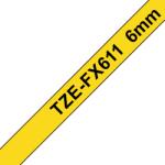 Brother TZE-FX611, Banda Etichete Laminata Flexi Id, Negru Pe Galben, 6mm (TZEFX611_OEM)