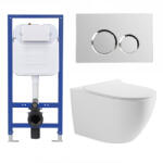 Welland Primo Rimless fali WC + tartály króm nyomólappal - miniwebshop