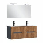 Leziter Trent Mobilier de baie 120 cm chiuvetă ceramică cu oglindă 60x120 cm gri antracit - stejar înserat (TRENT120ANTSZSST)