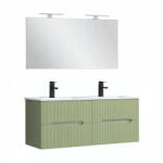 Leziter Trent Mobilier de baie 120 cm chiuvetă ceramică cu oglindă 60x120 cm verde măslin verde-pistachio (TRENT120ZVZ)