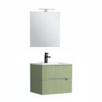 Leziter Trent mobilier de baie 60 cm chiuvetă ceramică (2 sertare) cu oglindă 60x80 cm verde măslin verde-pistachio (TRENT60ZVZ)