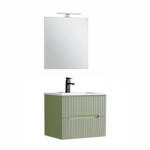 Leziter Trent mobilier de baie 60 cm chiuvetă ceramică (2 sertare) cu oglindă 60x80 cm verde fistic-verde-oliv (TRENT60VZZ)