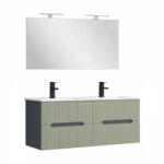 Leziter Trent Mobilier de baie 120 cm lavoar ceramic cu oglindă 60x120 cm gri antracit-verde-oliv (TRENT120ANTSZZ)
