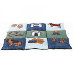TRIXIE Fekhely Patchwork (foltvarrás) stílusú, kutyás mintával, 80x55cm, Kék/Zöld - kutyazoo