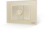 Luxion Comutator Pentru Ventilator 1M si 2 Taste False LUXION cu Rama din Sticla, Standard Italian, 3M - culoare auriu