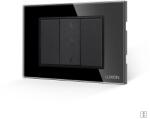 Luxion Intrerupator Jaluzele Mecanic 1M si 2 Taste False LUXION cu Rama din Sticla, Standard Italian, 3M - culoare negru