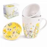 AFI Mezei virágos bögre porcelán tetővel és szűrővel - 300 ml - sárga (IMO-AFI-721538SARGATETO)