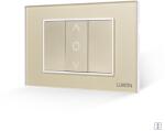 Luxion Intrerupator Jaluzele Mecanic 1M si 2 Taste False LUXION cu Rama din Sticla, Standard Italian, 3M - culoare auriu