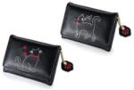 AFI Macskás patentos műbőr pénztárca - hímzett 11x2x8 cm - 2-féle fekete (IMO-AFI-100382FEKETE)