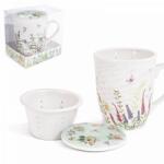 AFI Mezei virágos bögre porcelán tetővel és szűrővel - 300 ml - zöld (IMO-AFI-721538ZOLDTETO)