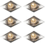 QAZQA 6 darabos dönthető, süllyesztett spotlámpa készlet, acél, szögletes - Edu (111259)
