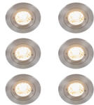 QAZQA 6 darabos modern, süllyesztett spotlámpa készlet, acél, kerek, IP44 - Xena (111256)