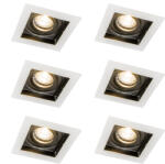 QAZQA 6 darabos modern süllyesztett spotlámpa szett fehér, fekete, állítható - Carree (111258)