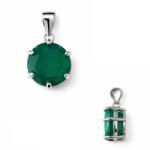  Pandantiv Onix Verde rotund fateta 19x11 mm Argint 925 cadou cu semnificatie 1 Buc