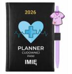 FunnyCase Naptár 2026 Fekete Golyóstoll Ajándék Ápolónő Csoda Név Tervező (KALENDARZ CZARNY PLANER CUDOWNEJ IMIĘ)