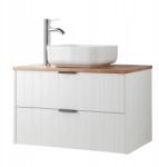 Houseland Velora fali mosdószekrény munkalappal 80 cm fehér/tölgy (Houseland-432)