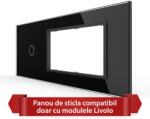 LIVOLO Panou Intrerupator Simplu cu 2 Prize LIVOLO din Sticla, Standard Italian - 6/7M SmartElectro IntelligentHouse (VL-P901.E.E-7B)