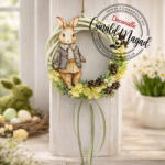  Csináld magad - Fiú nyuszis boho kopogtató 20cm