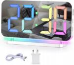  Slam Digitális Led Ébresztőóra Rgb tükörrel 7, 4" Usb C Éjjeli óra Hálószobába (Szelam Cyfrowy Budzik LED Z Lustrem)