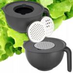 Practic Tál Készlet 2 Cserélhető Rozsdamentes Acélreszelővel, Szürke, Multifunkciós Edény (56120665)