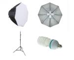 iShoot Kit lumina continua cu 4 becuri E27, softbox octogonal 70cm si stativ 75-205cm