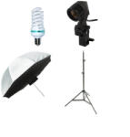 iShoot Kit lumina continua cu bec si umbrela tip softbox difuzie fata 92cm