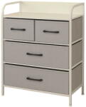 RPX-COM Komód, 4 Textil Fiókos / 58x29x79cm - Szürke/fehér (46570r)