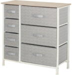 RPX-COM Komód, 7 Textil Fiókos / 63x31x73cm - Szürke/fehér (46569r)
