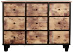 RPX-COM Komód, 9 Textil Fiókos / 110x30x73cm - Vintage/fekete (46581r)