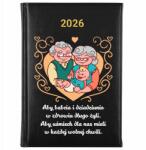 FunnyCase Naptár 2026 Fekete Ajándék Nagymama Nagypapa Napjára Kívánságok Nagyszülőknek (Kalendarz 2026 Czarny Dla Babci Dziadka)