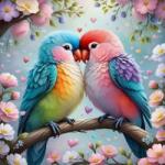 NORIMPEX - Puzzle Tablou Diamant: Lovebirds 30x40cm - 1 - 39 piese