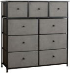 RPX-COM Komód, 9 Textil Fiókos / 100x30x99cm - Antracit/fekete (46575r)