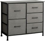 RPX-COM Komód, 5 Textil Fiókos / 85x30x73cm - Antracit/fekete (46577r)