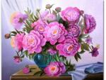  Vászonkép Festés számok szerint Rózsaszín peóniák S036 (DIY Painting)
