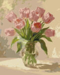 Alkotásutca Rózsaszín tulipánok vázában - Számfestő készlet kereten 40x50