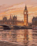 Alkotásutca Big Ben a naplementében - Számfestő készlet kereten 40x50