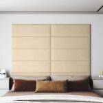 vidaXL Стенно табло за легло 12 бр. 90 x 30 cm Крем текстил (4008366)