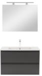 Leziter Set mobilier baie antracit cu lavoar ceramic 80 cm si oglinda 60x80 cm, Leziter Vario Forte (Vario041-k)