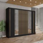 Casa Manuel Dulap cu uşi glisante, negru / stejar craft, 250x215 cm Garderoba